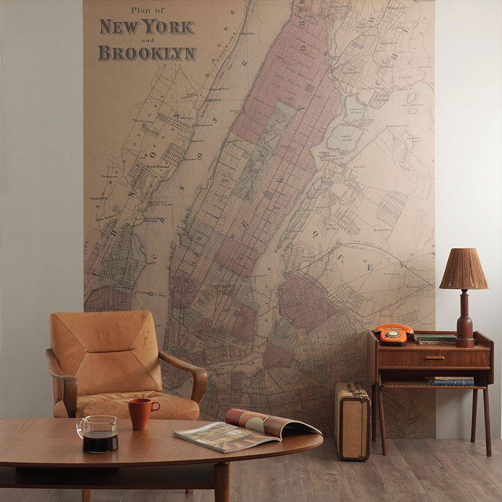 FLAX WALLPAPER | Old Map | New York